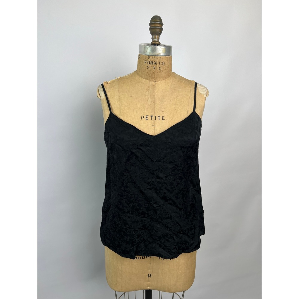Theory Sakshee NL Ivy Jacquard Black V-Neck Camisole Top Size M G0706567